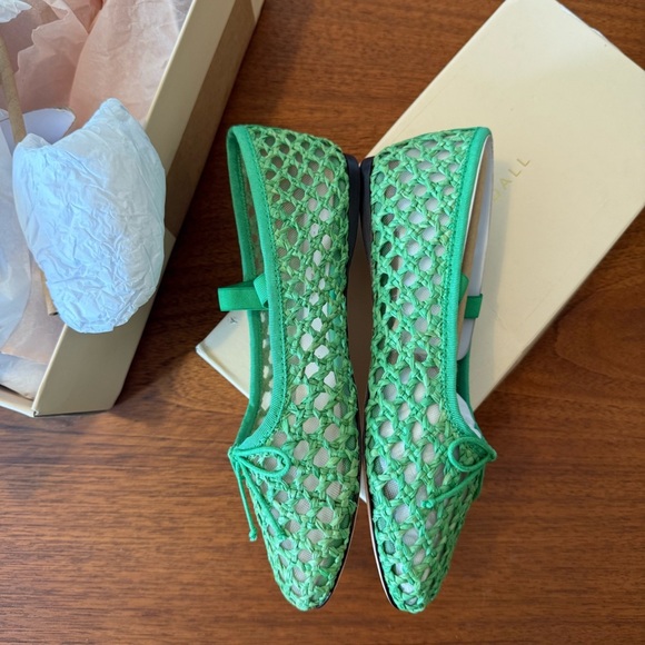 new Loeffler Randall “Leonie” Green Crochet Ballet Flat Size 5 - Picture 5 of 10